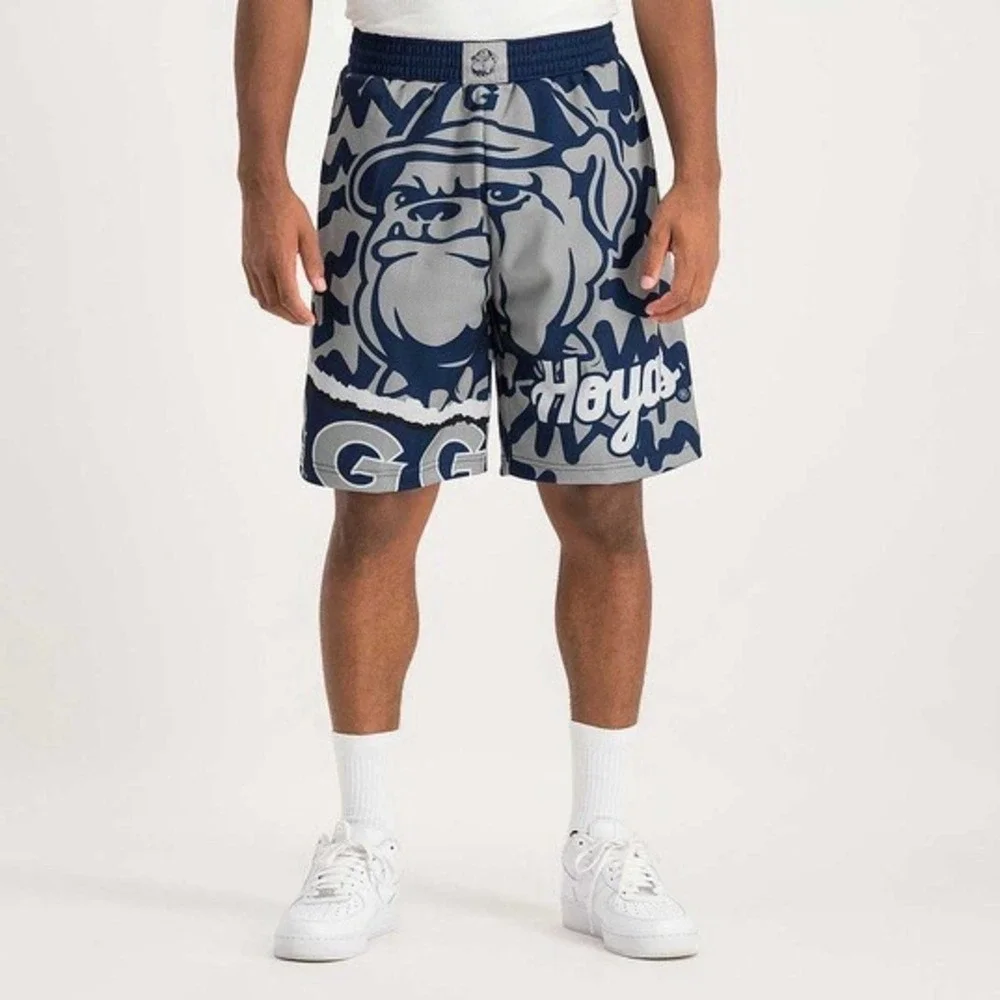 MITCHELL & NESS Georgetown Jumbotron 2.0 Sublimated Shorts Blue Mens S *NEW* $75